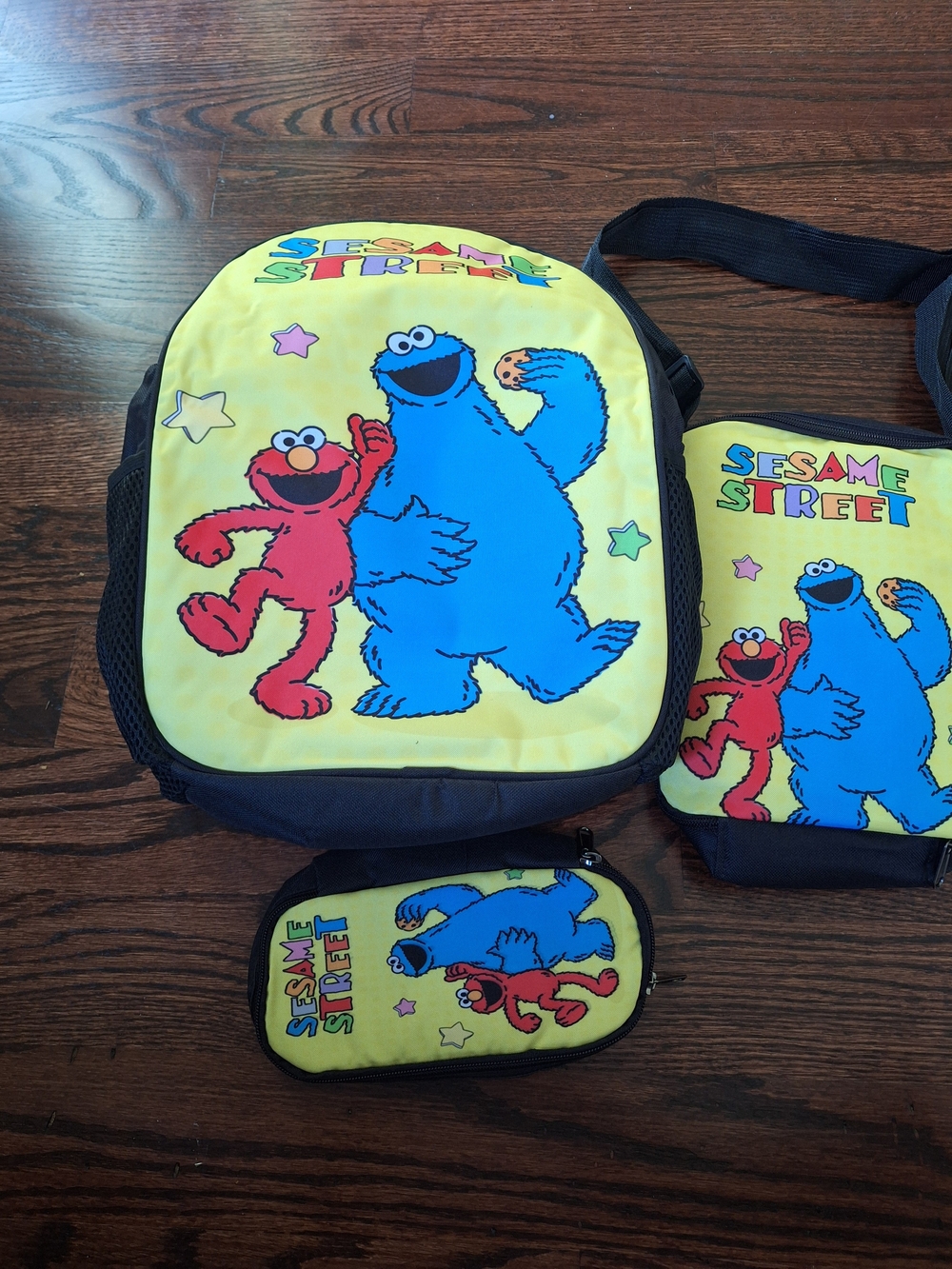 Sesame Street Cookie Monster & Elmo Yellow Kids Backpack Set